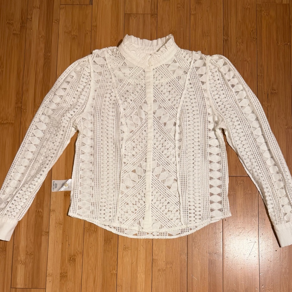 Anthropologie Meadow Rue Lace Long Sleeve Top White / Cream Size 2 - Picture 9 of 16